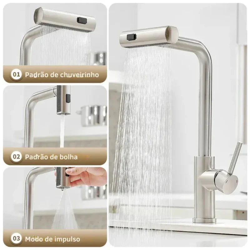 Torneira Cascata Flexível Multifuncional para Cozinha - WISP